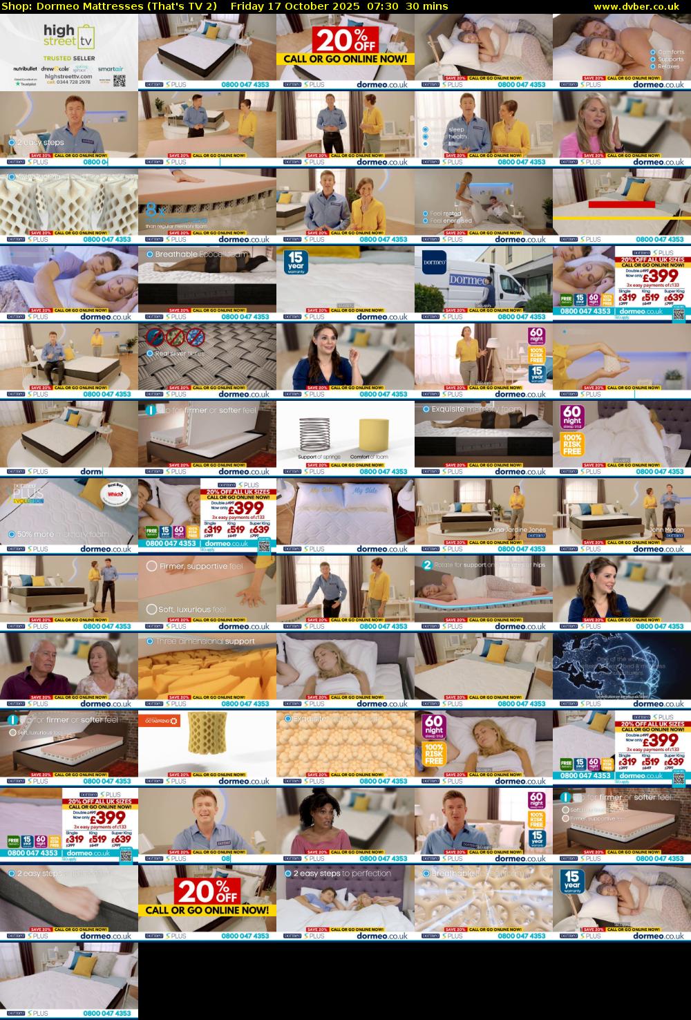 Shop: Dormeo Mattresses (That's TV 2) Friday 17 October 2025 07:30 - 08:00