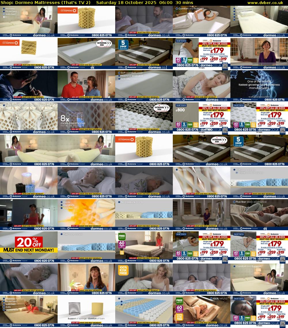 Shop: Dormeo Mattresses (That's TV 2) Saturday 18 October 2025 06:00 - 06:30