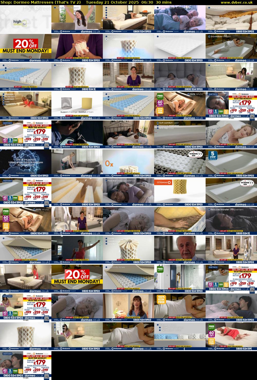 Shop: Dormeo Mattresses (That's TV 2) Tuesday 21 October 2025 06:30 - 07:00