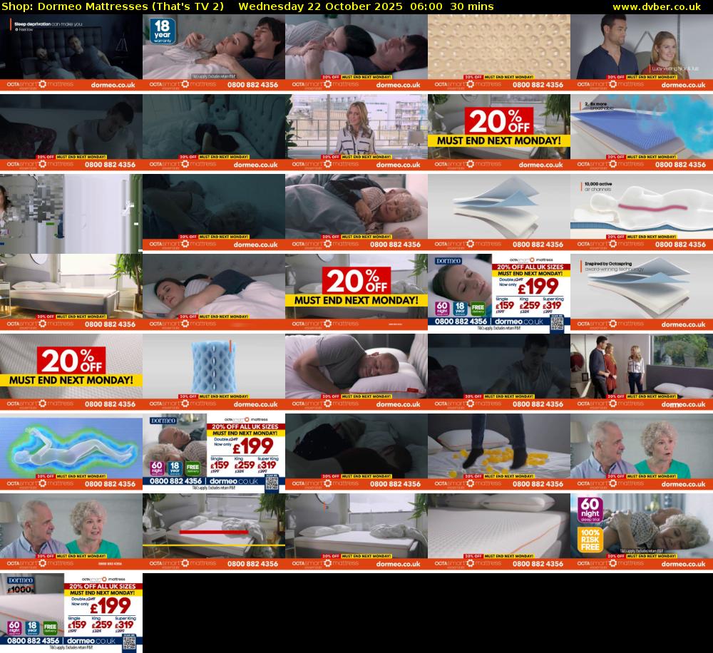 Shop: Dormeo Mattresses (That's TV 2) Wednesday 22 October 2025 06:00 - 06:30