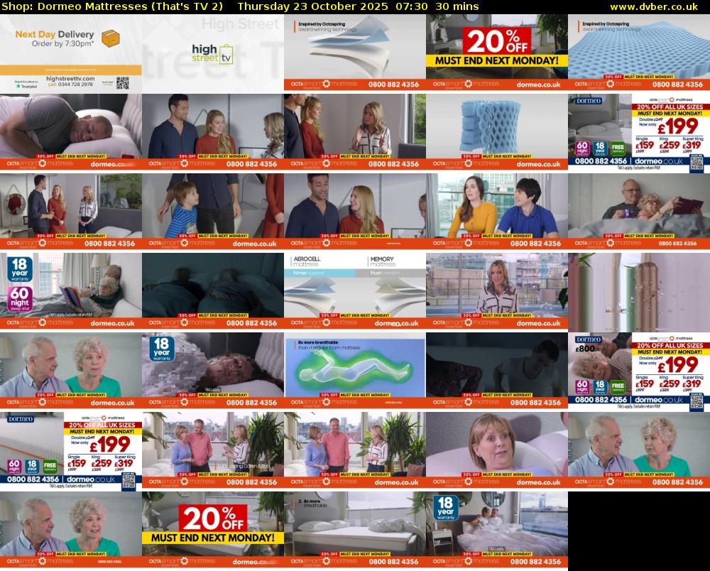 Shop: Dormeo Mattresses (That's TV 2) Thursday 23 October 2025 07:30 - 08:00