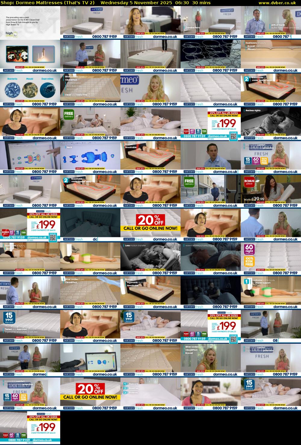 Shop: Dormeo Mattresses (That's TV 2) Wednesday 5 November 2025 06:30 - 07:00