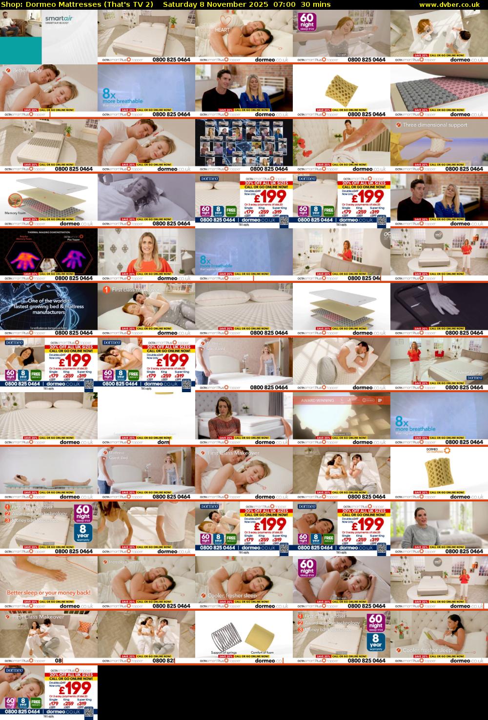 Shop: Dormeo Mattresses (That's TV 2) Saturday 8 November 2025 07:00 - 07:30