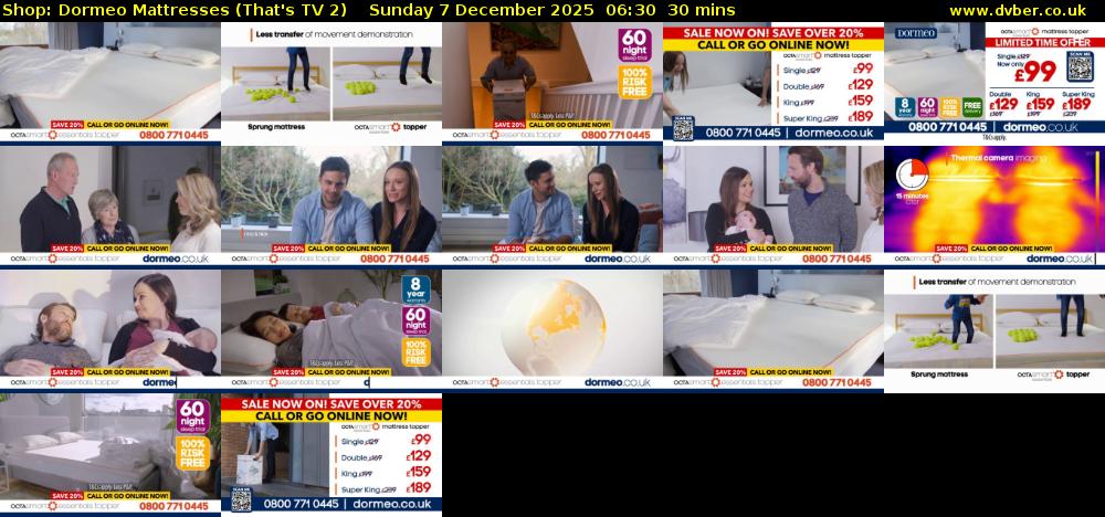 Shop: Dormeo Mattresses (That's TV 2) Sunday 7 December 2025 06:30 - 07:00