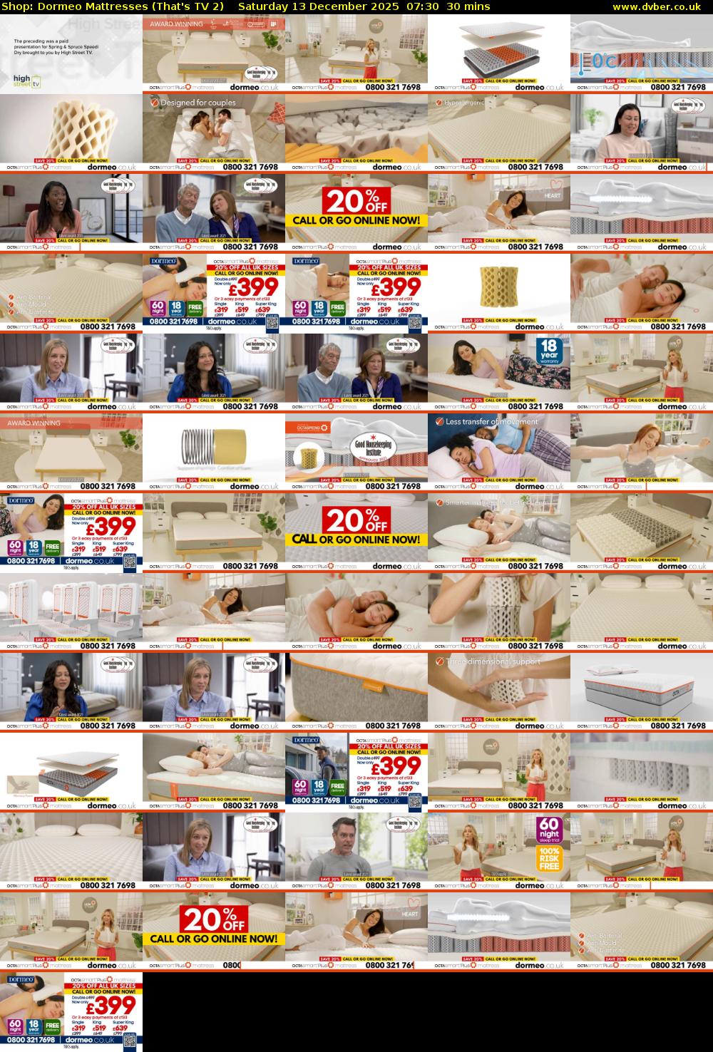 Shop: Dormeo Mattresses (That's TV 2) Saturday 13 December 2025 07:30 - 08:00