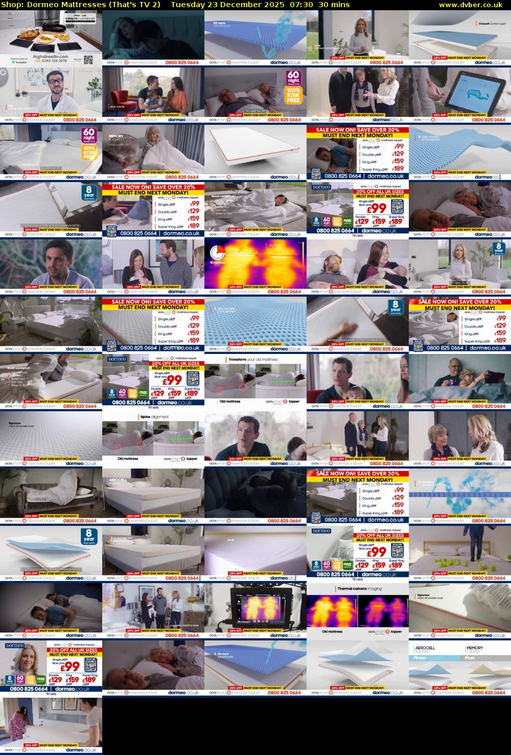 Shop: Dormeo Mattresses (That's TV 2) Tuesday 23 December 2025 07:30 - 08:00