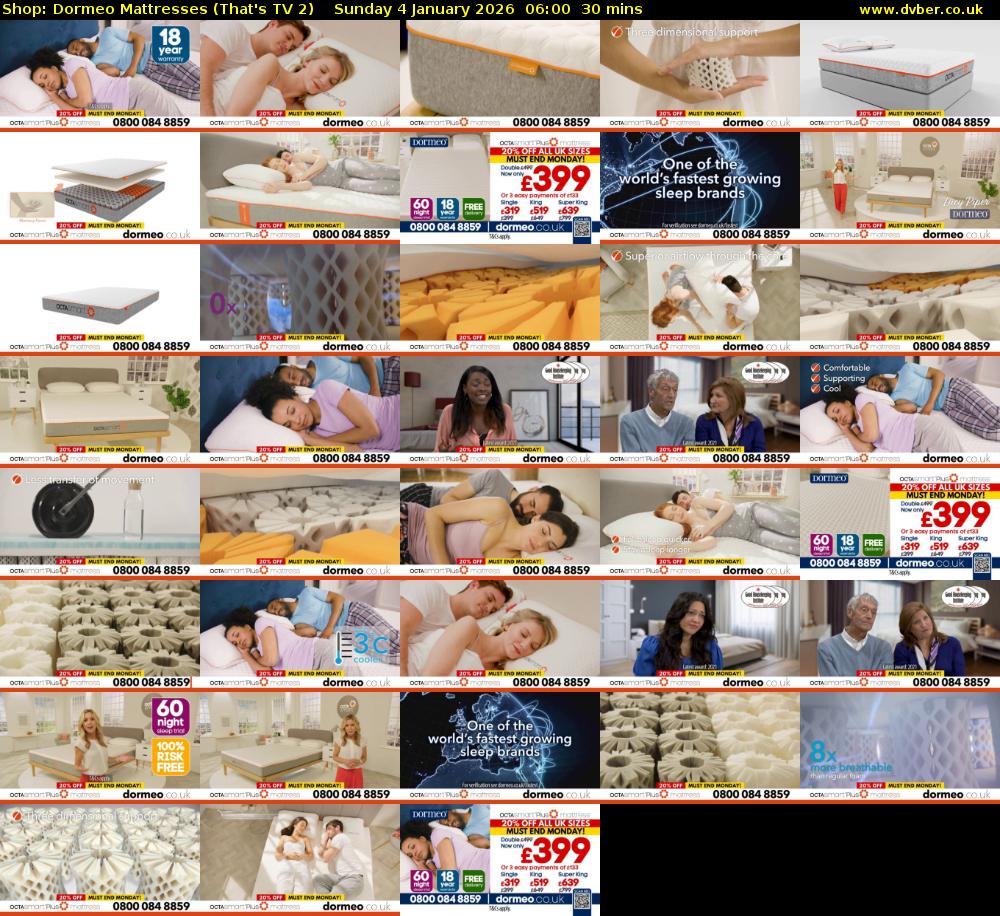 Shop: Dormeo Mattresses (That's TV 2) Sunday 4 January 2026 06:00 - 06:30