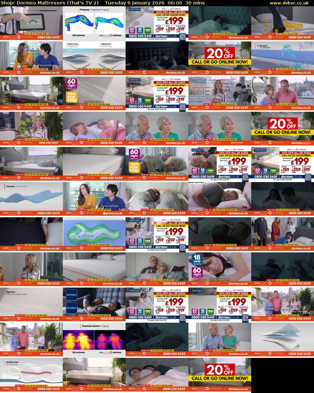 Shop: Dormeo Mattresses (That's TV 2) Tuesday 6 January 2026 06:00 - 06:30