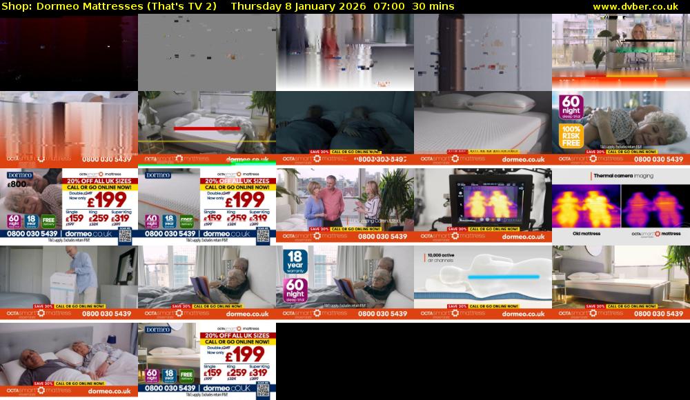 Shop: Dormeo Mattresses (That's TV 2) Thursday 8 January 2026 07:00 - 07:30