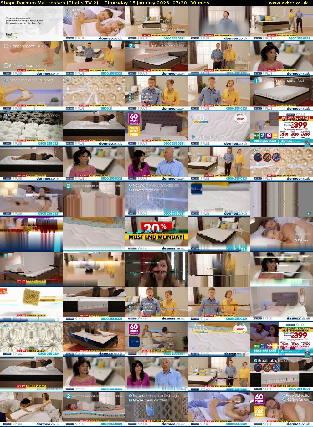 Shop: Dormeo Mattresses (That's TV 2) Thursday 15 January 2026 07:30 - 08:00