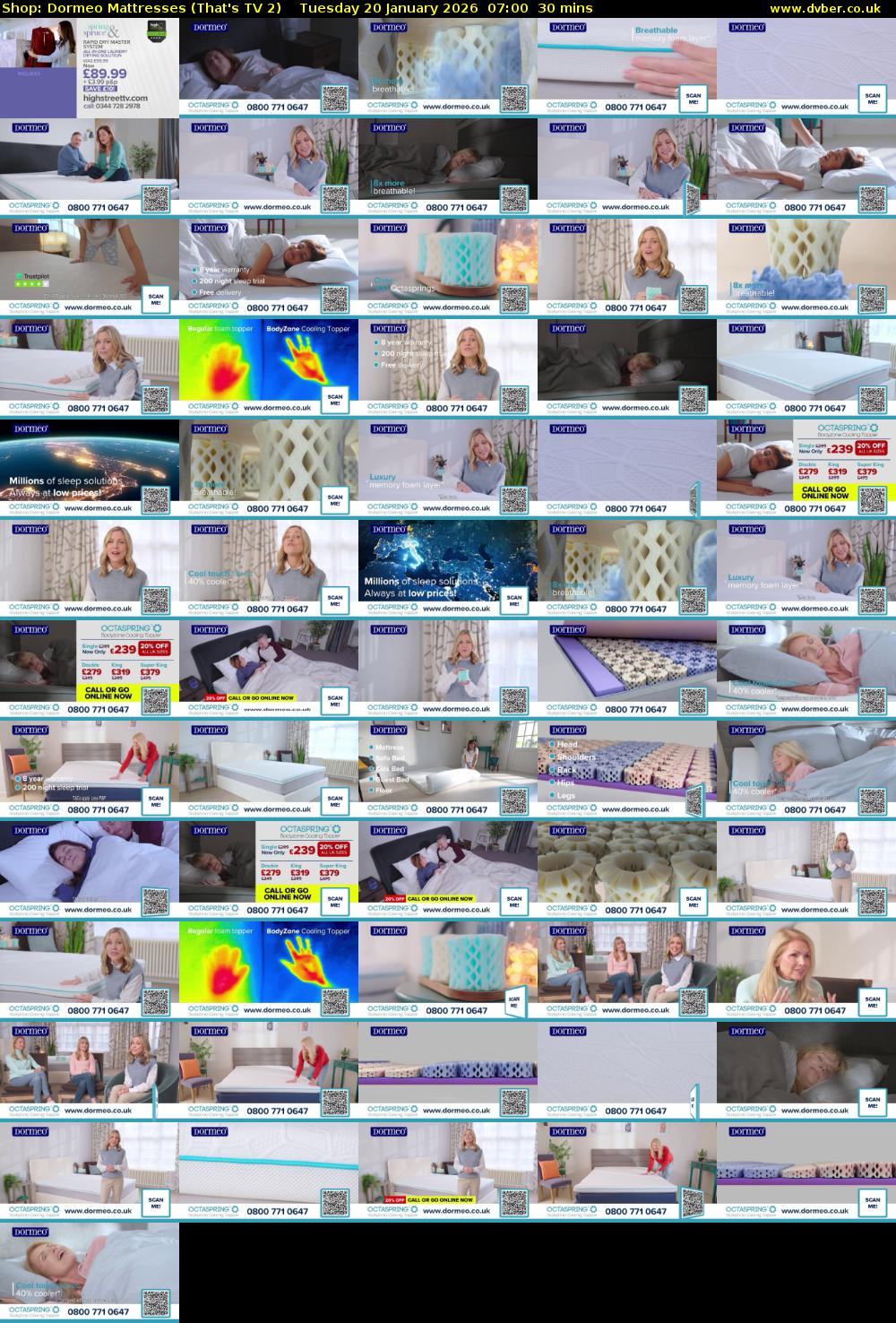 Shop: Dormeo Mattresses (That's TV 2) Tuesday 20 January 2026 07:00 - 07:30