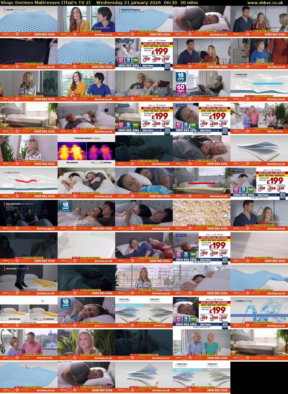 Shop: Dormeo Mattresses (That's TV 2) Wednesday 21 January 2026 06:30 - 07:00