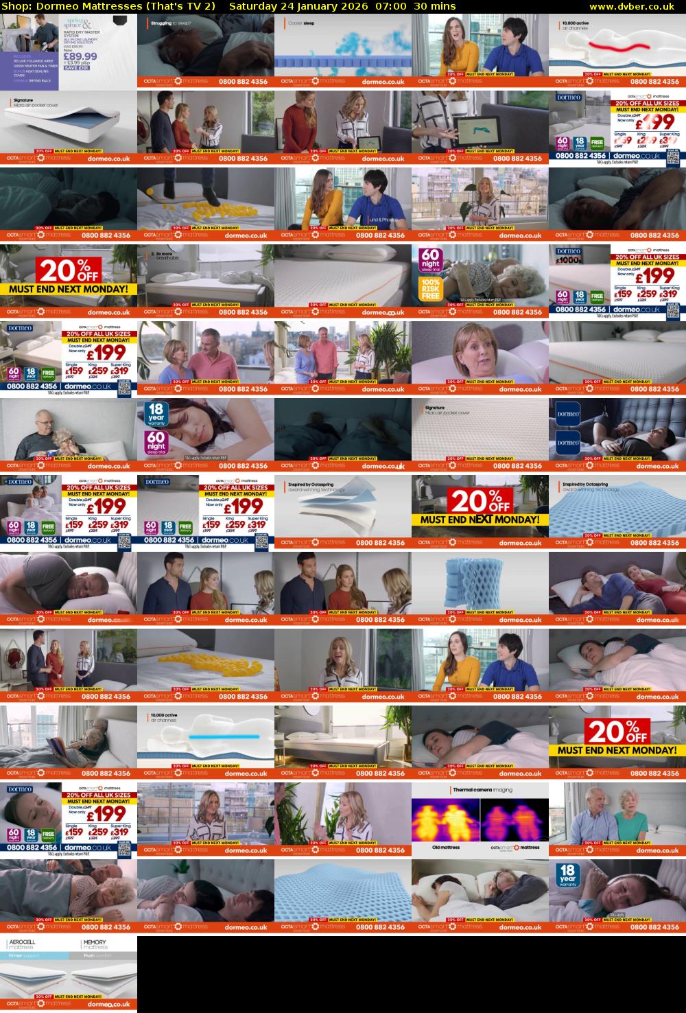 Shop: Dormeo Mattresses (That's TV 2) Saturday 24 January 2026 07:00 - 07:30