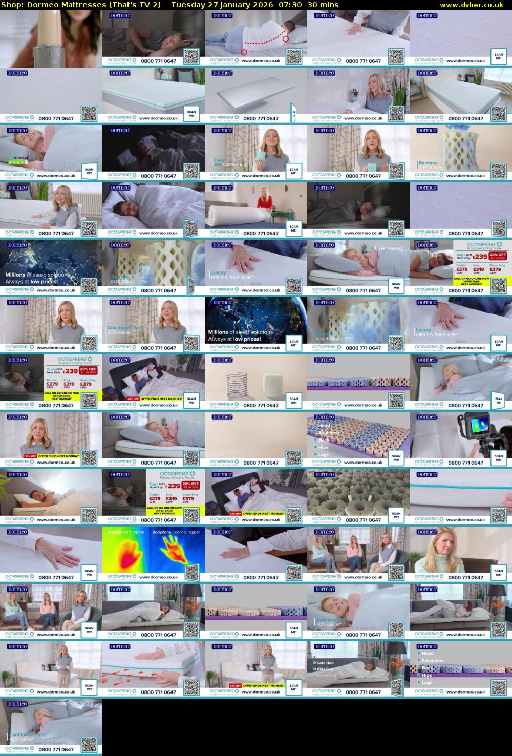 Shop: Dormeo Mattresses (That's TV 2) Tuesday 27 January 2026 07:30 - 08:00