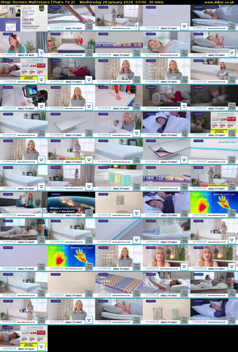 Shop: Dormeo Mattresses (That's TV 2) Wednesday 28 January 2026 07:00 - 07:30