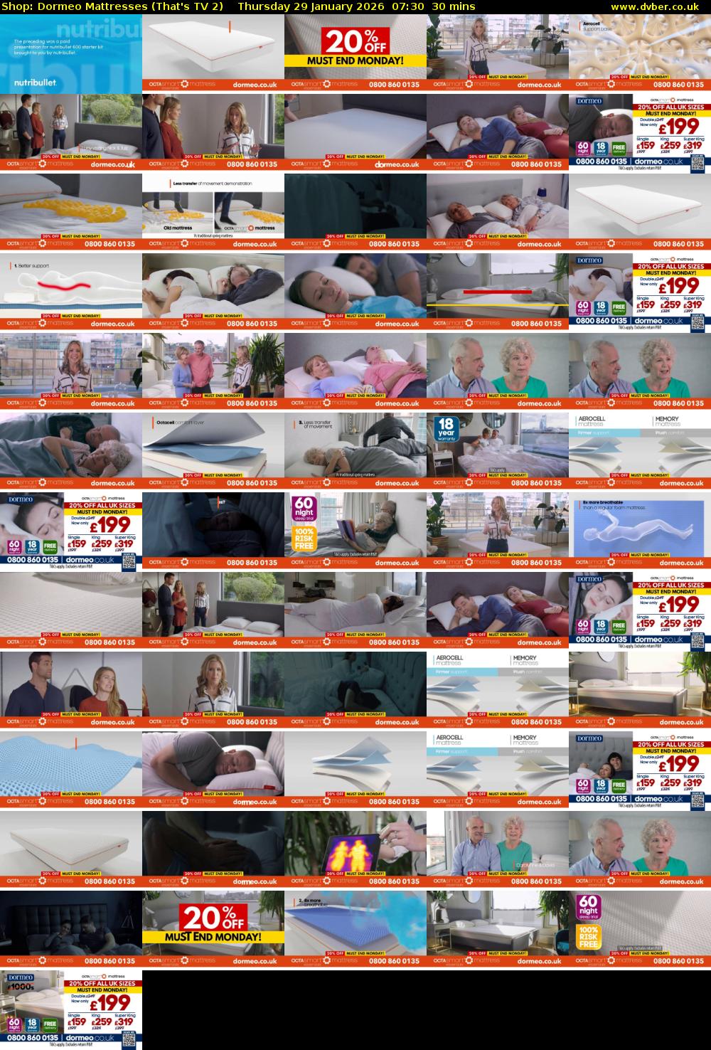 Shop: Dormeo Mattresses (That's TV 2) Thursday 29 January 2026 07:30 - 08:00