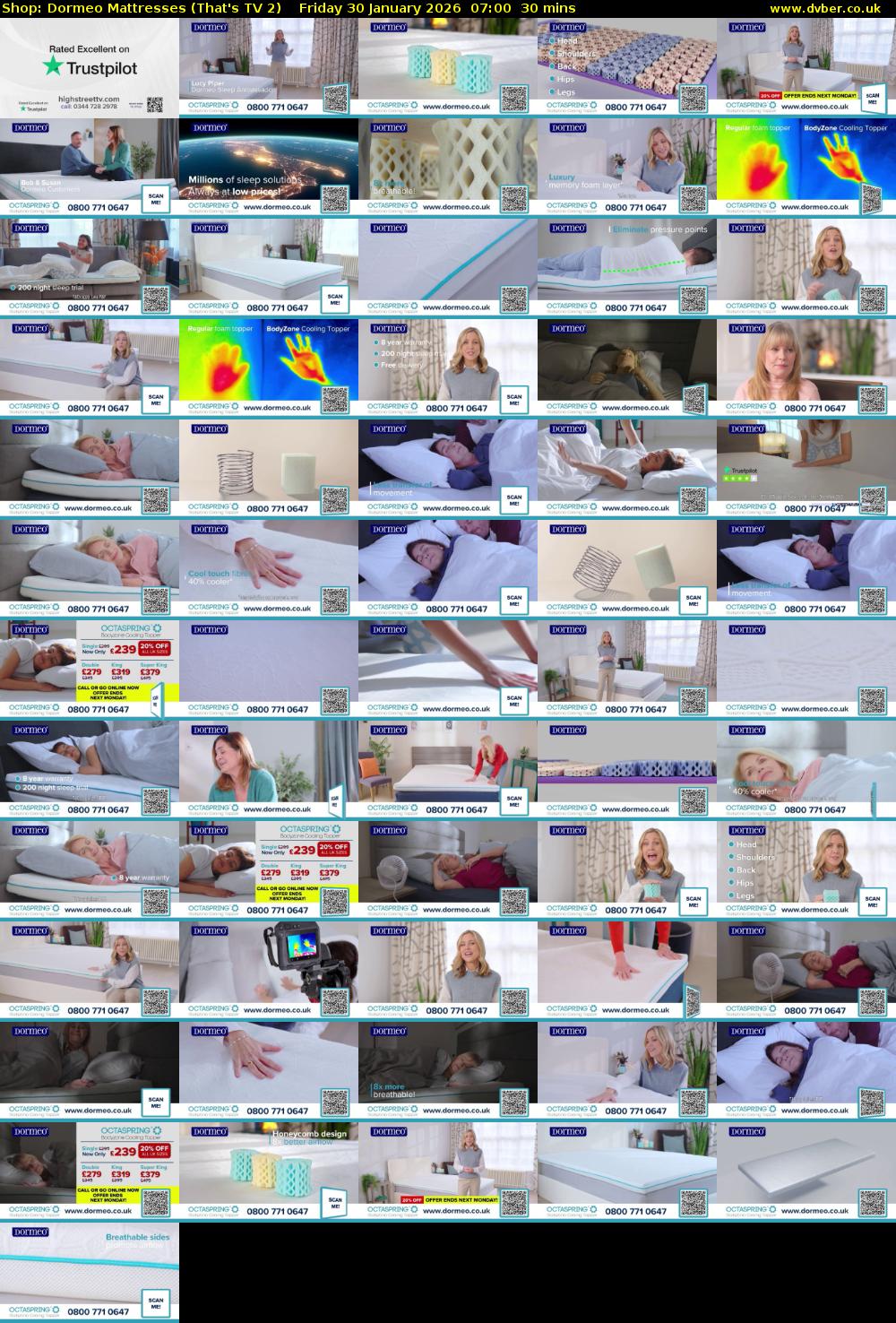 Shop: Dormeo Mattresses (That's TV 2) Friday 30 January 2026 07:00 - 07:30