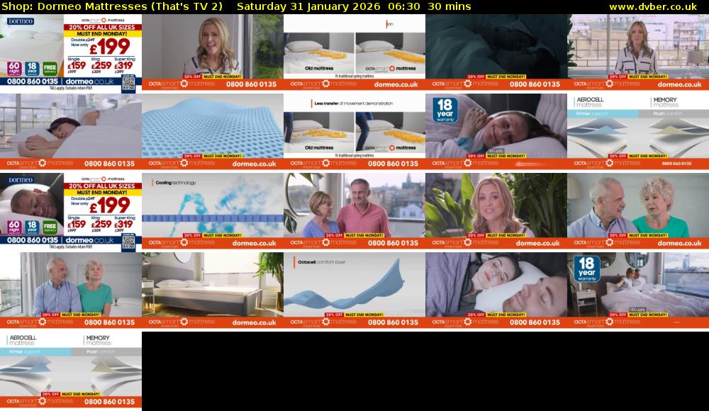 Shop: Dormeo Mattresses (That's TV 2) Saturday 31 January 2026 06:30 - 07:00