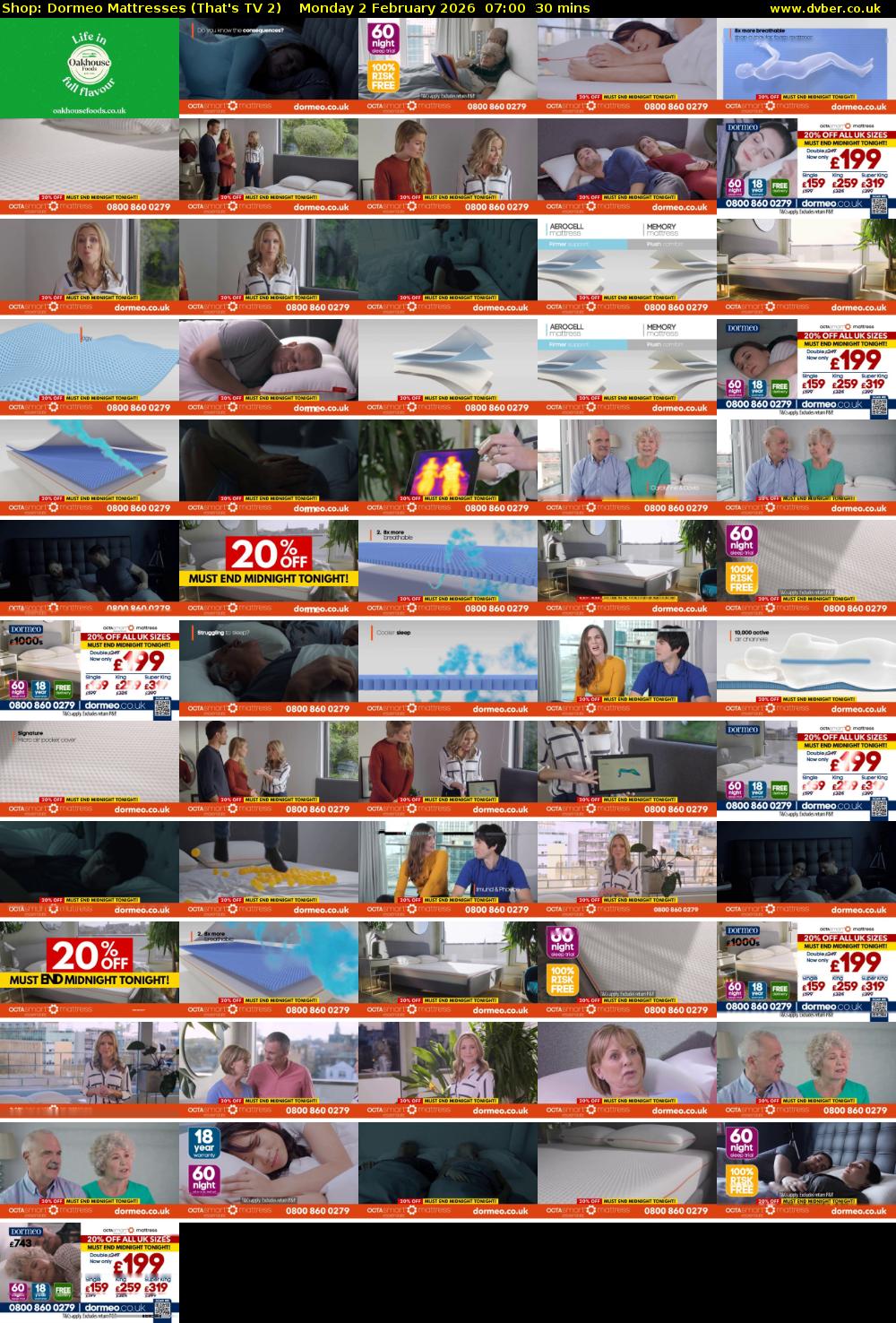 Shop: Dormeo Mattresses (That's TV 2) Monday 2 February 2026 07:00 - 07:30