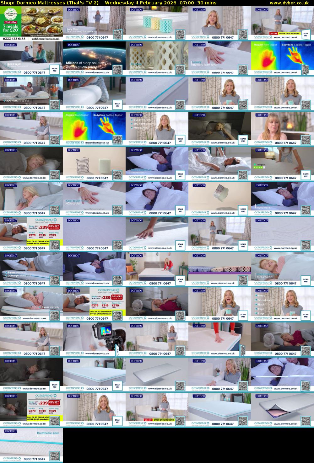 Shop: Dormeo Mattresses (That's TV 2) Wednesday 4 February 2026 07:00 - 07:30