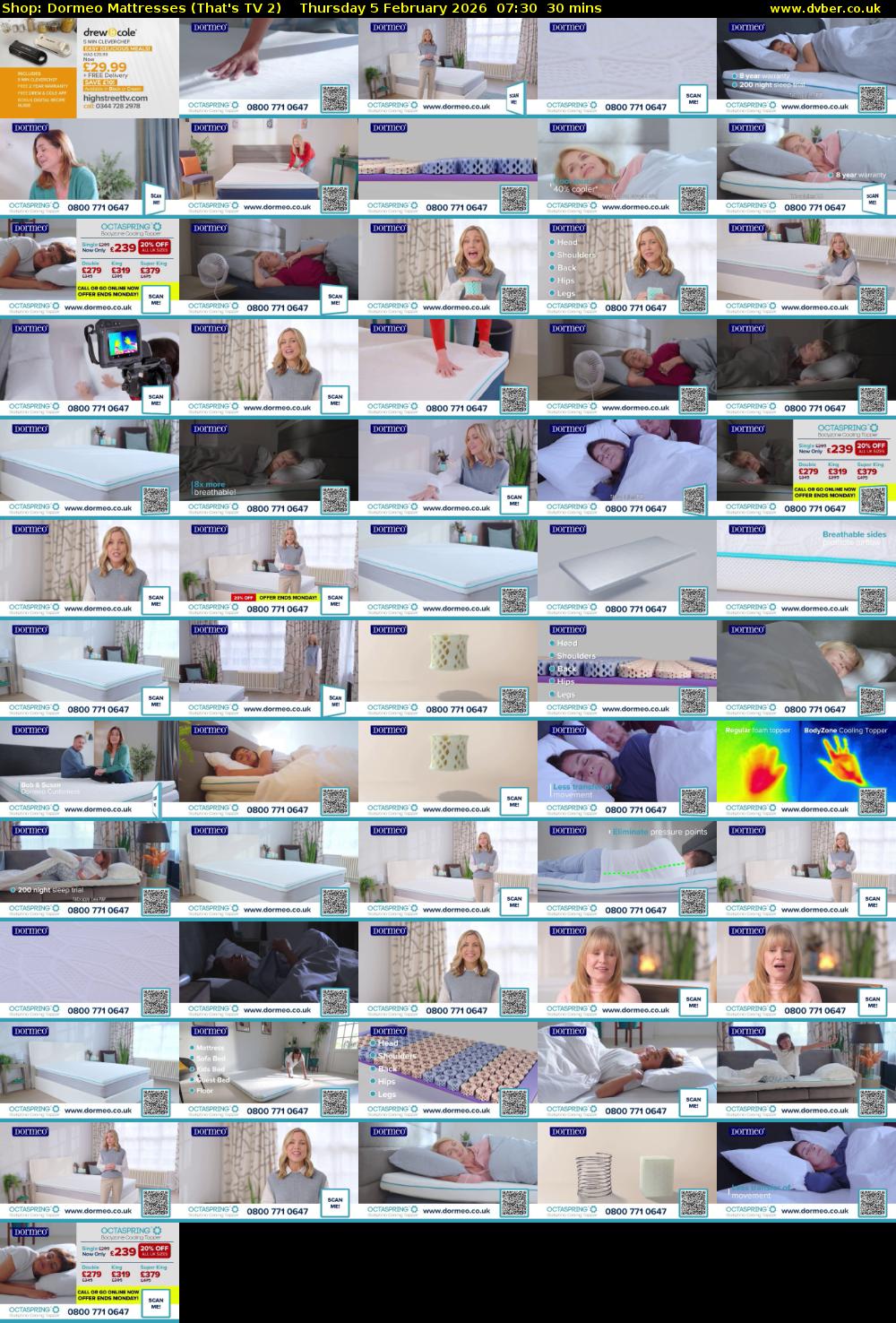 Shop: Dormeo Mattresses (That's TV 2) Thursday 5 February 2026 07:30 - 08:00