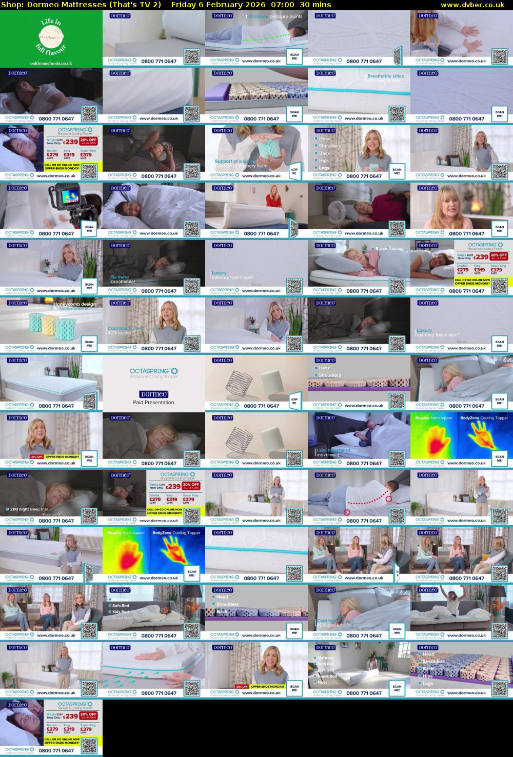 Shop: Dormeo Mattresses (That's TV 2) Friday 6 February 2026 07:00 - 07:30