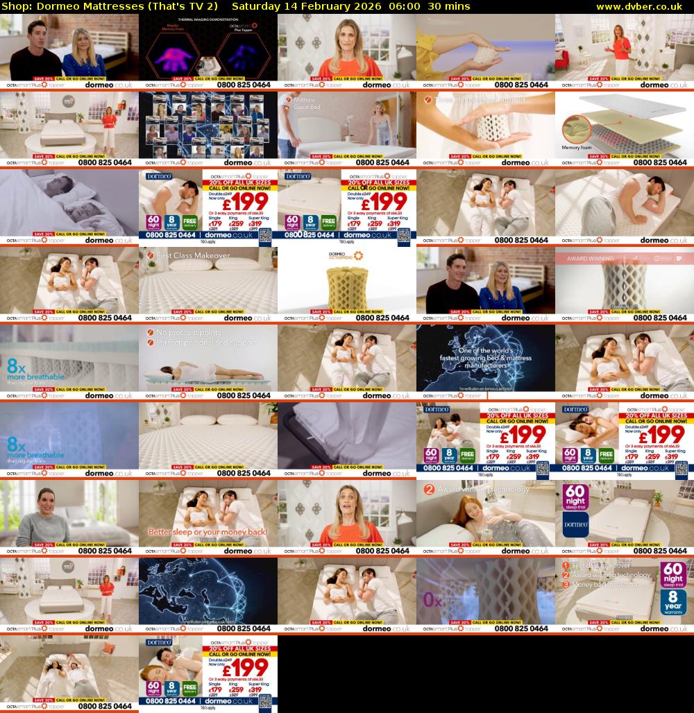 Shop: Dormeo Mattresses (That's TV 2) Saturday 14 February 2026 06:00 - 06:30