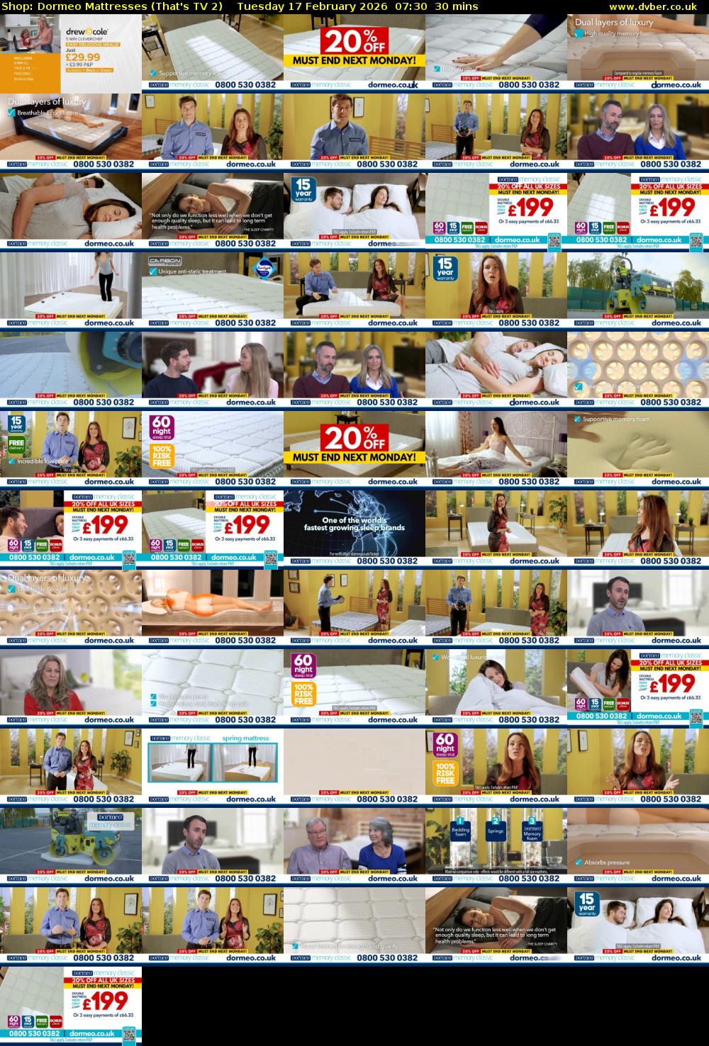 Shop: Dormeo Mattresses (That's TV 2) Tuesday 17 February 2026 07:30 - 08:00