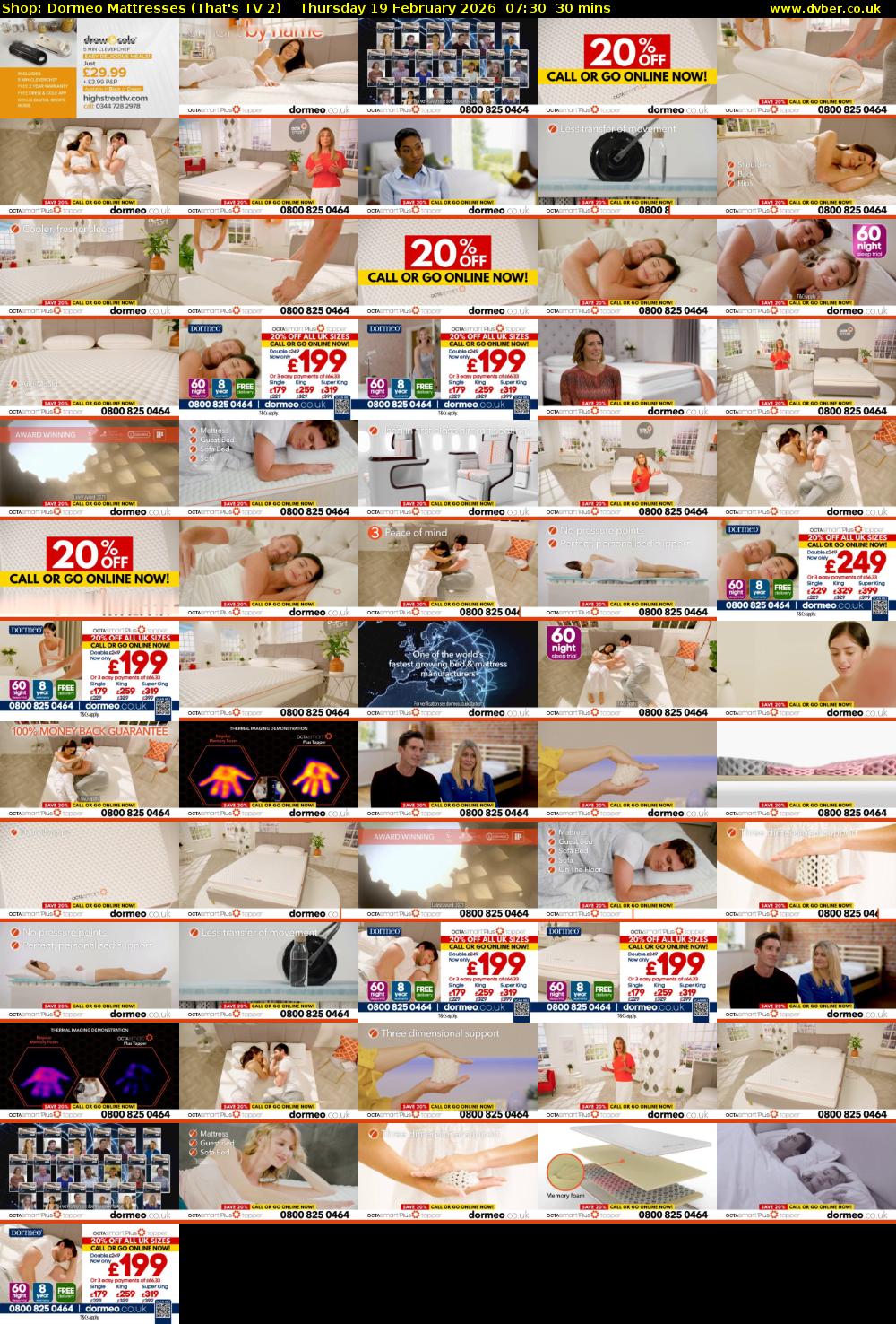 Shop: Dormeo Mattresses (That's TV 2) Thursday 19 February 2026 07:30 - 08:00