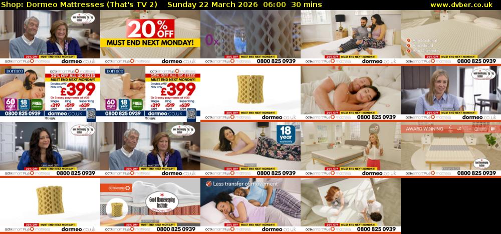 Shop: Dormeo Mattresses (That's TV 2) Sunday 22 March 2026 06:00 - 06:30