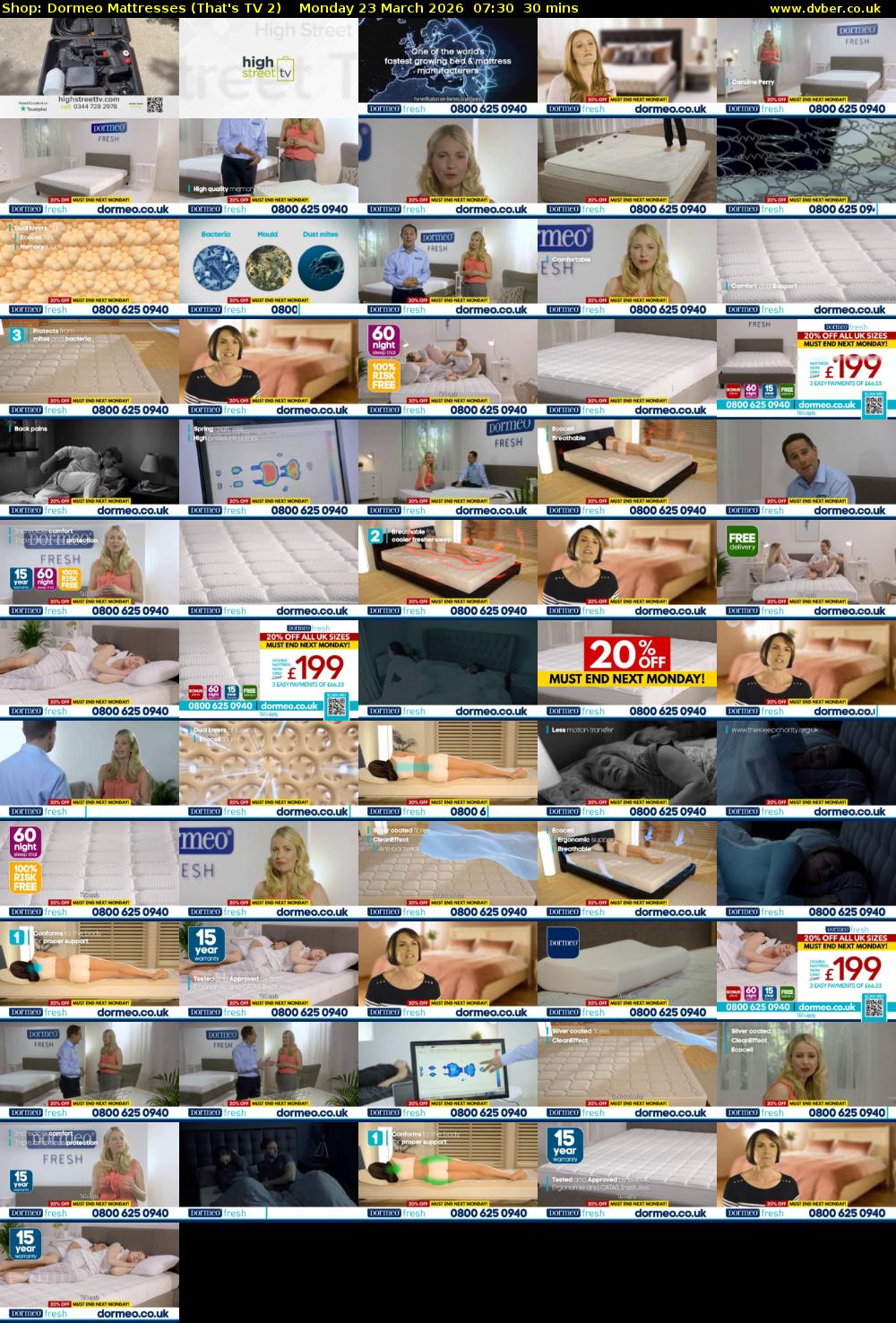 Shop: Dormeo Mattresses (That's TV 2) Monday 23 March 2026 07:30 - 08:00