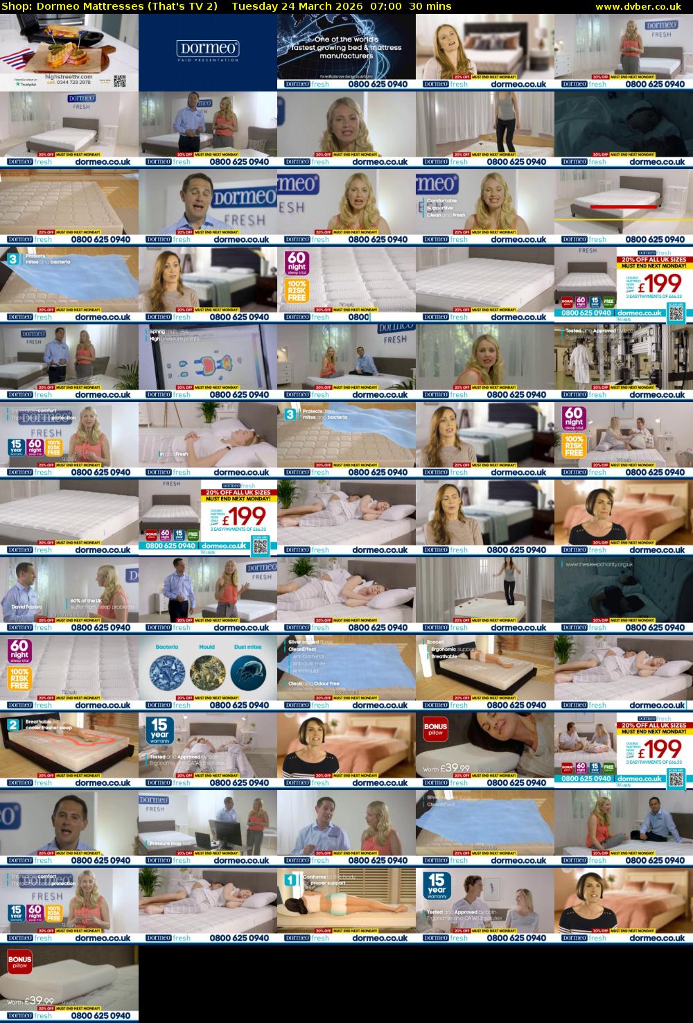 Shop: Dormeo Mattresses (That's TV 2) Tuesday 24 March 2026 07:00 - 07:30