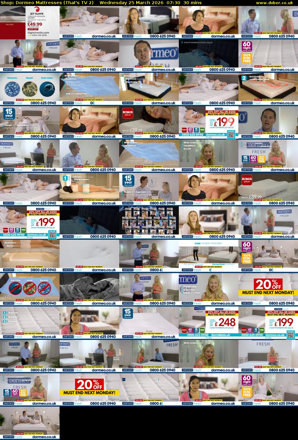 Shop: Dormeo Mattresses (That's TV 2) Wednesday 25 March 2026 07:30 - 08:00