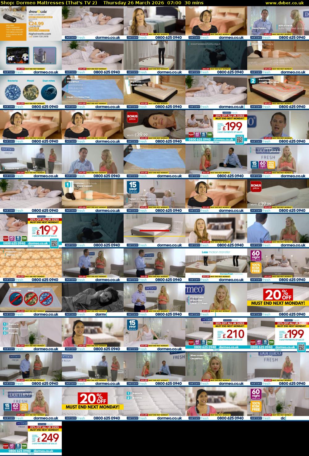 Shop: Dormeo Mattresses (That's TV 2) Thursday 26 March 2026 07:00 - 07:30