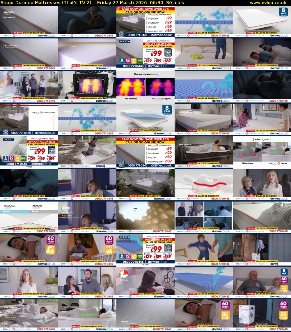 Shop: Dormeo Mattresses (That's TV 2) Friday 27 March 2026 06:30 - 07:00