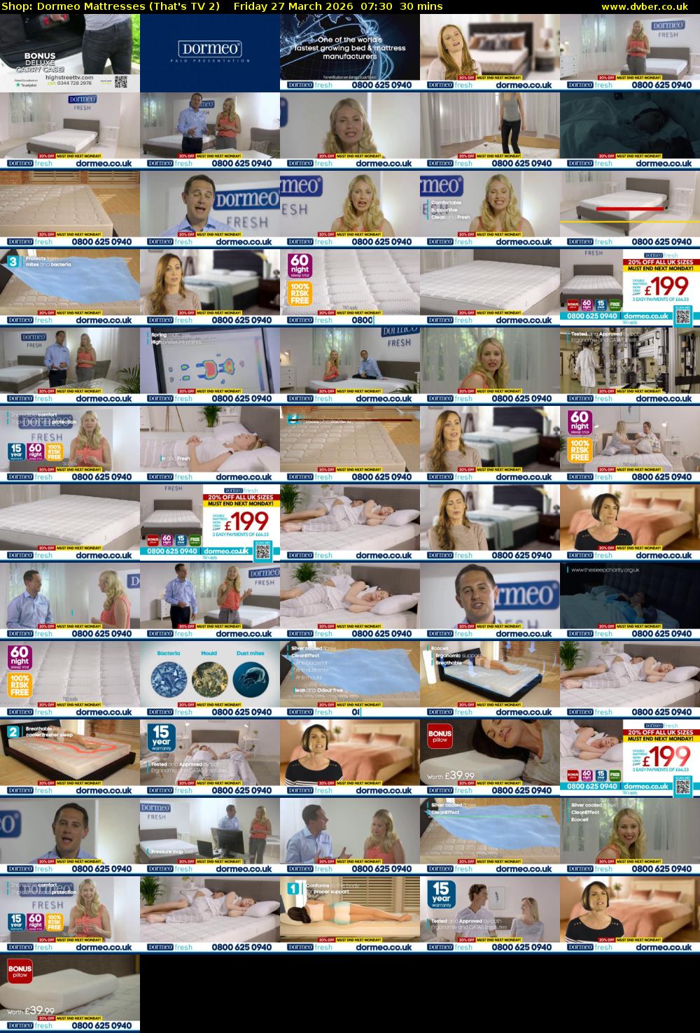 Shop: Dormeo Mattresses (That's TV 2) Friday 27 March 2026 07:30 - 08:00