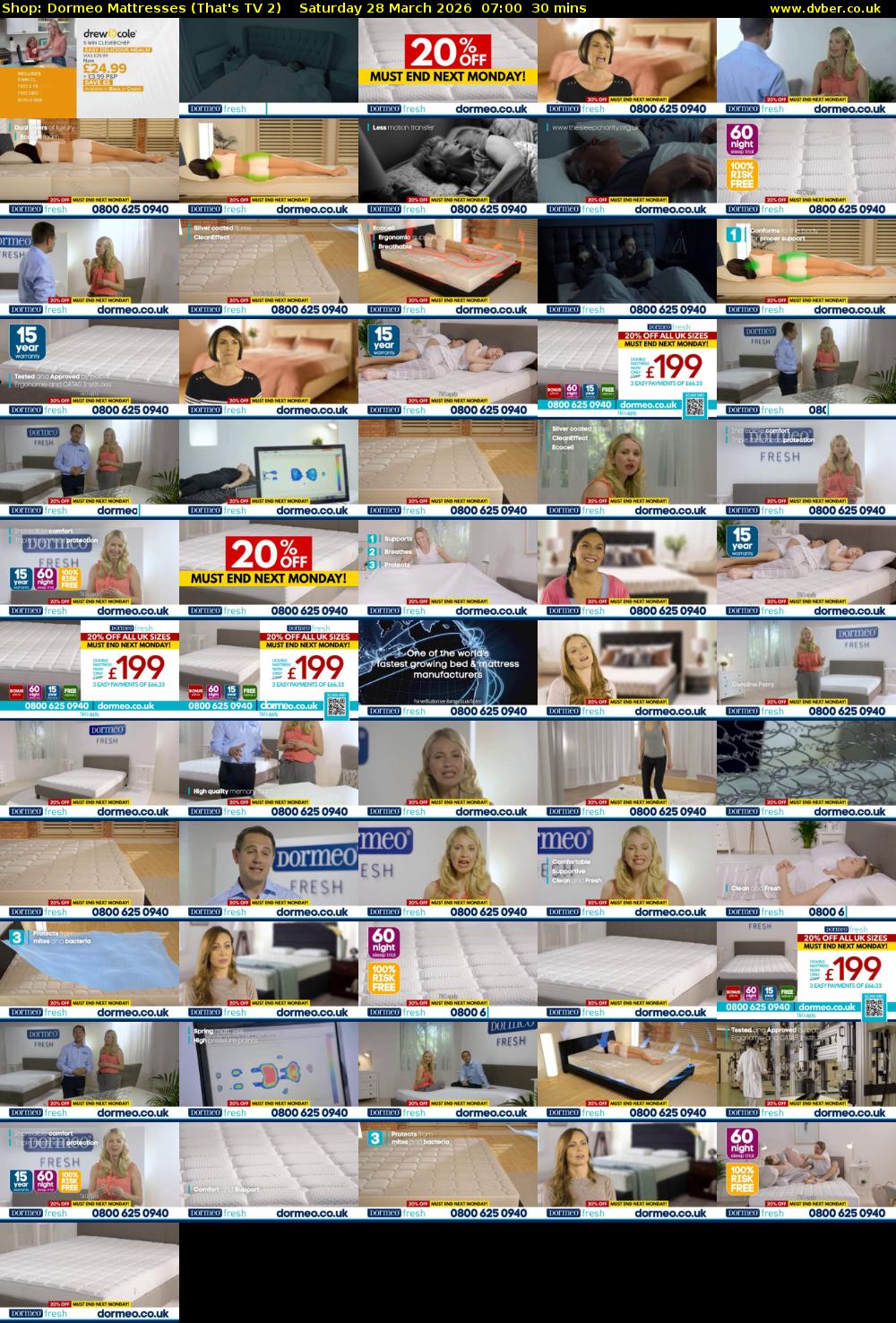 Shop: Dormeo Mattresses (That's TV 2) Saturday 28 March 2026 07:00 - 07:30