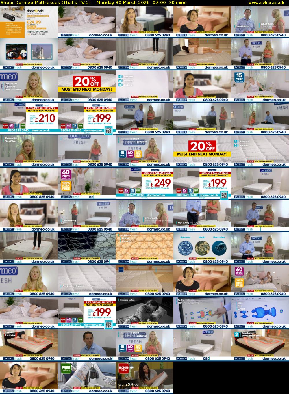 Shop: Dormeo Mattresses (That's TV 2) Monday 30 March 2026 07:00 - 07:30