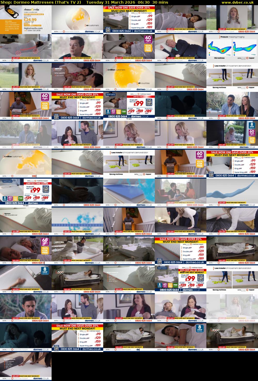 Shop: Dormeo Mattresses (That's TV 2) Tuesday 31 March 2026 06:30 - 07:00