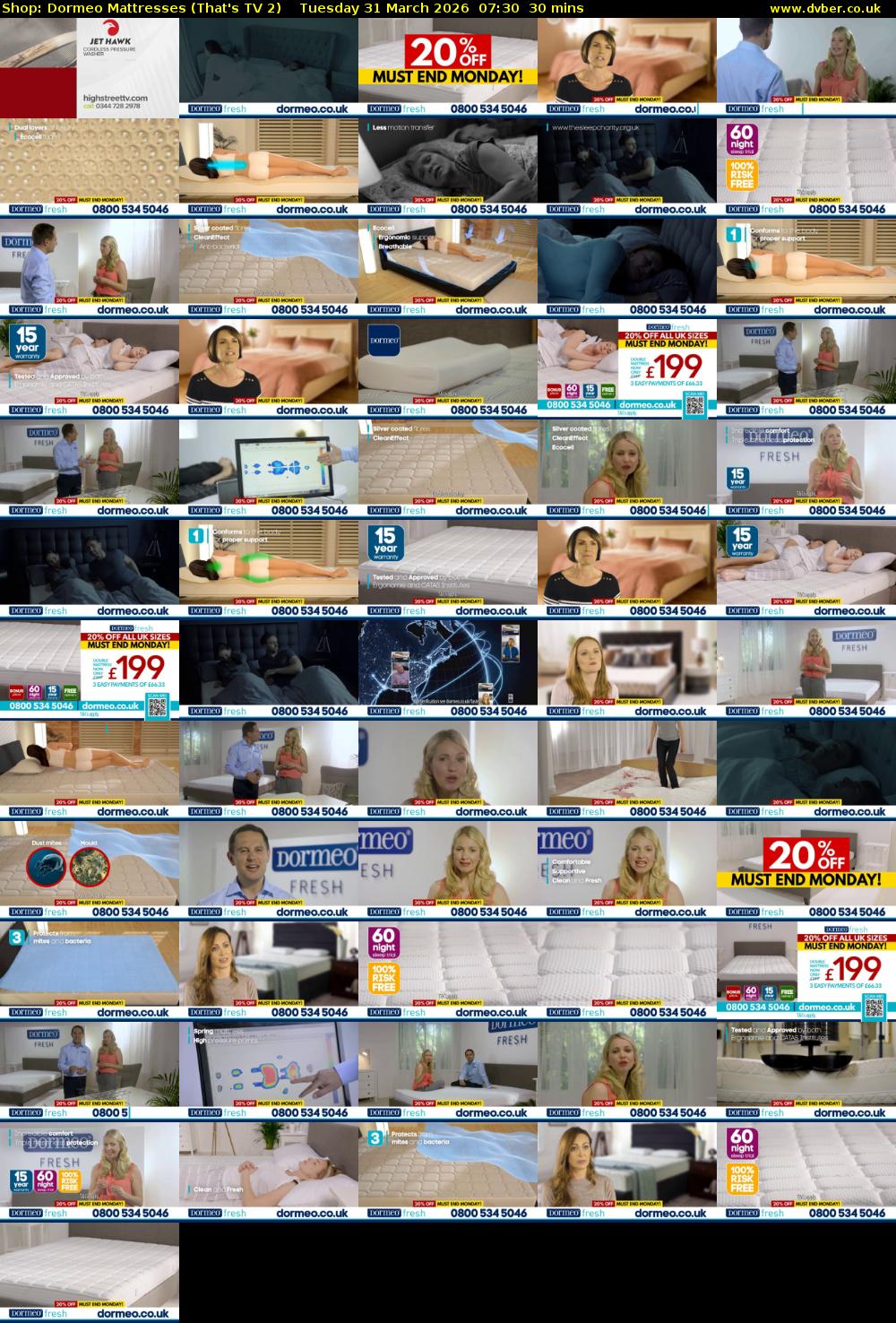 Shop: Dormeo Mattresses (That's TV 2) Tuesday 31 March 2026 07:30 - 08:00