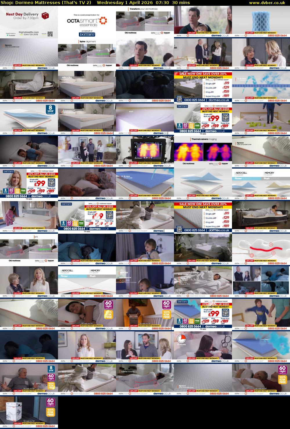 Shop: Dormeo Mattresses (That's TV 2) Wednesday 1 April 2026 07:30 - 08:00