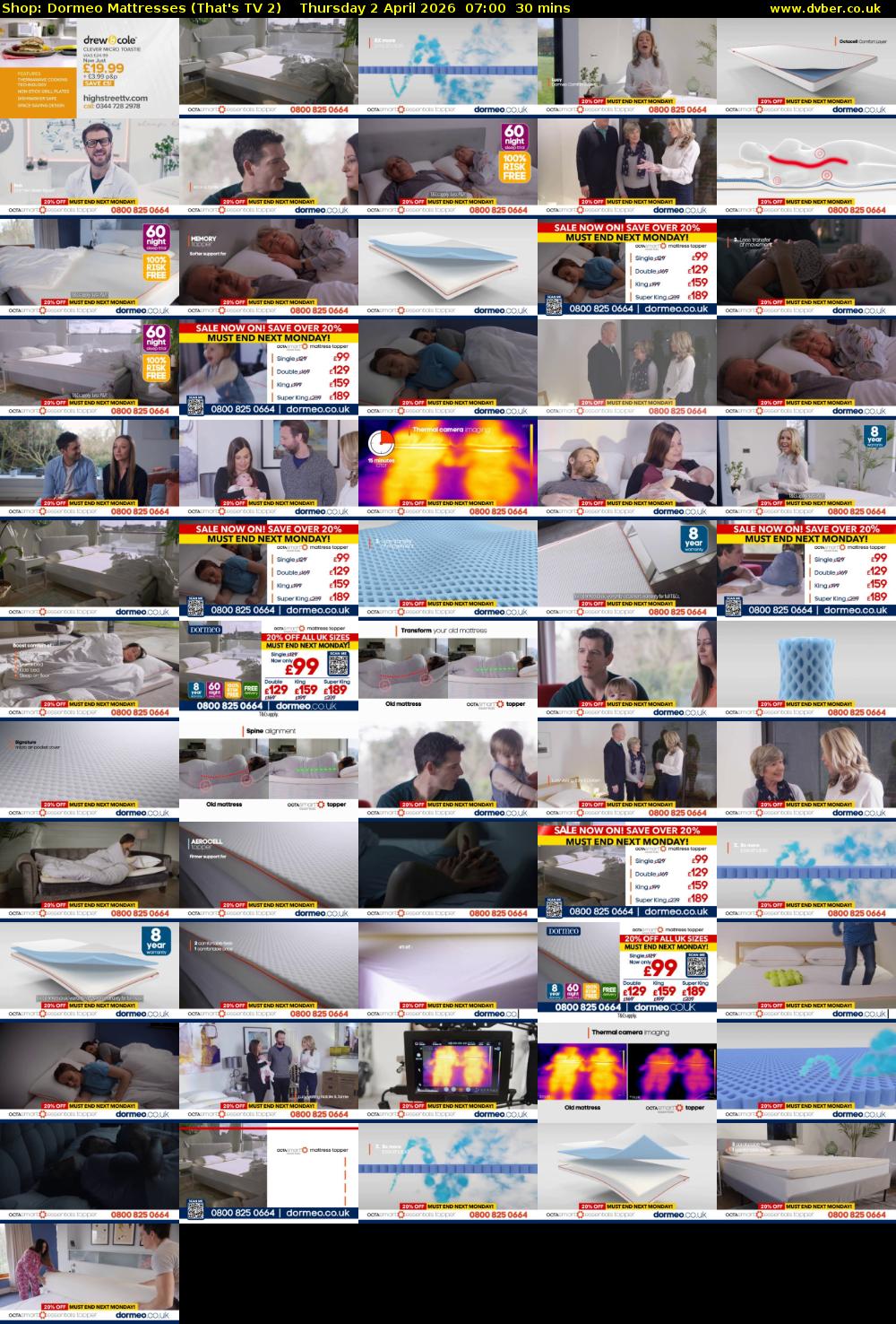 Shop: Dormeo Mattresses (That's TV 2) Thursday 2 April 2026 07:00 - 07:30