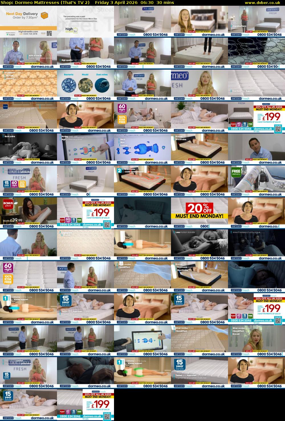 Shop: Dormeo Mattresses (That's TV 2) Friday 3 April 2026 06:30 - 07:00