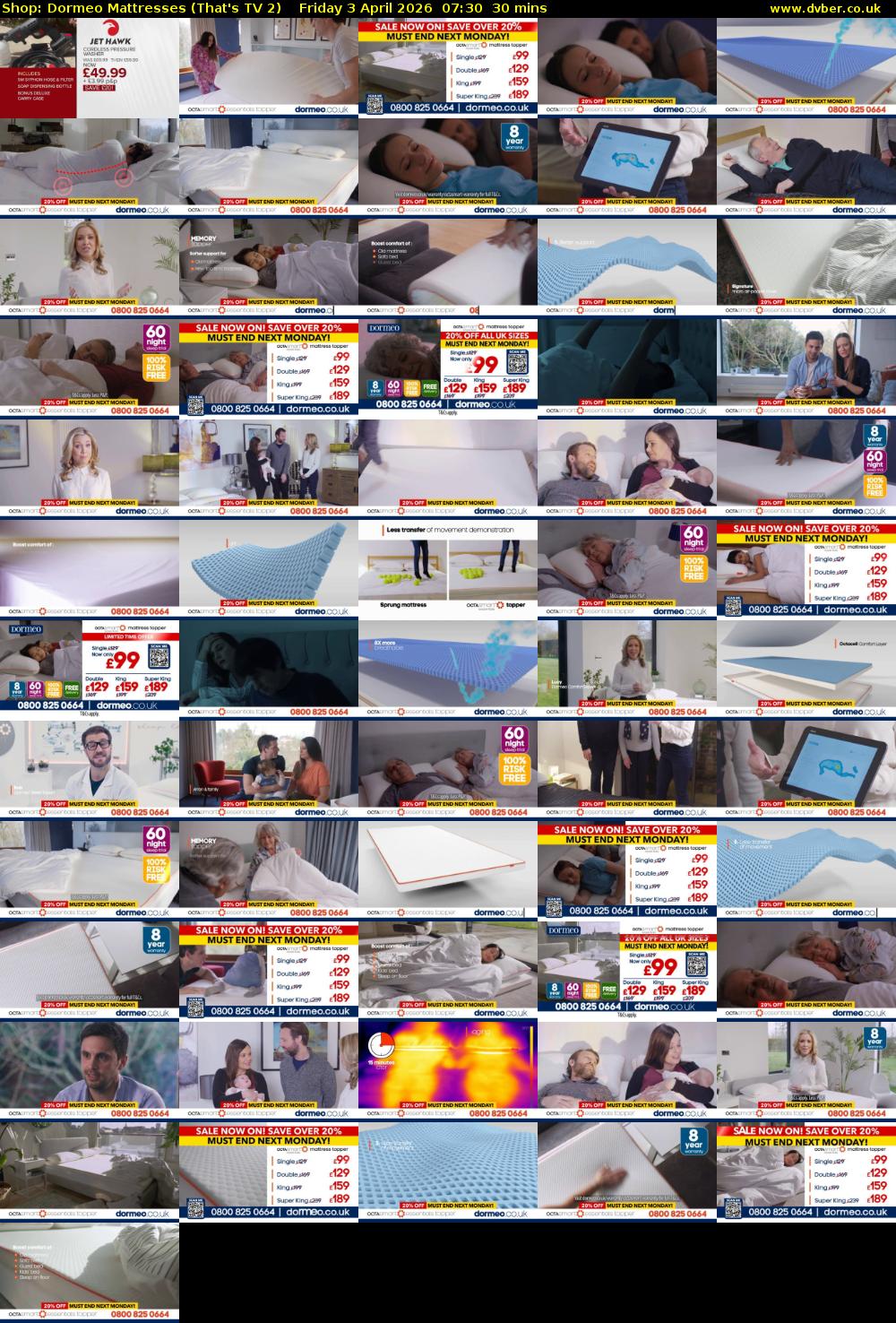 Shop: Dormeo Mattresses (That's TV 2) Friday 3 April 2026 07:30 - 08:00