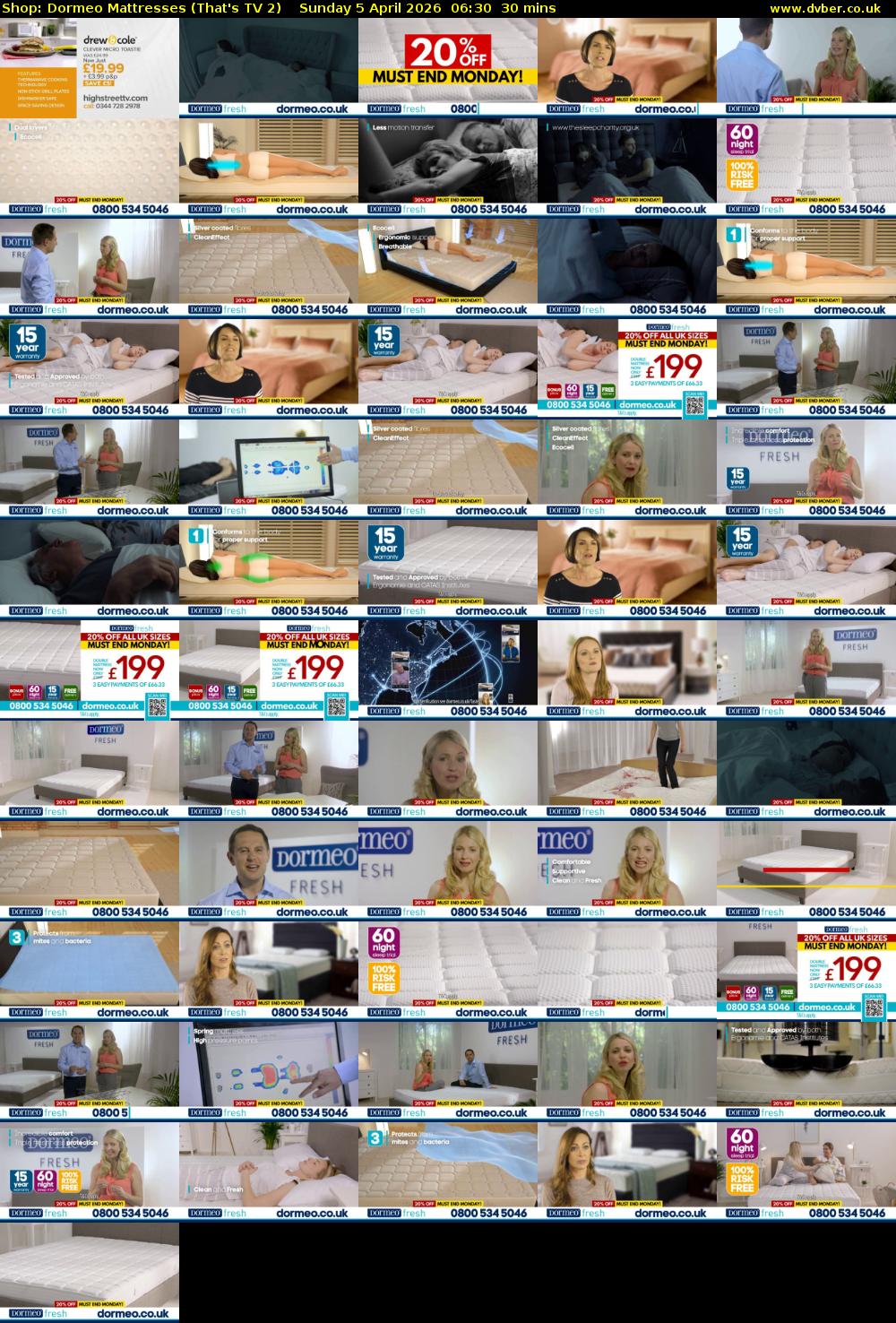 Shop: Dormeo Mattresses (That's TV 2) Sunday 5 April 2026 06:30 - 07:00