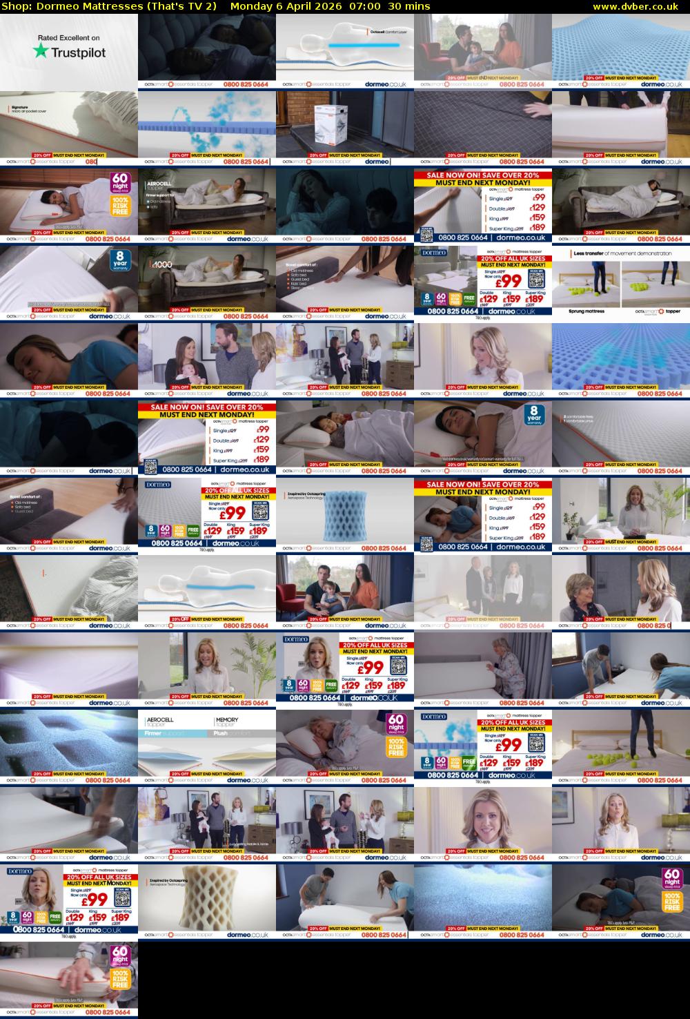 Shop: Dormeo Mattresses (That's TV 2) Monday 6 April 2026 07:00 - 07:30