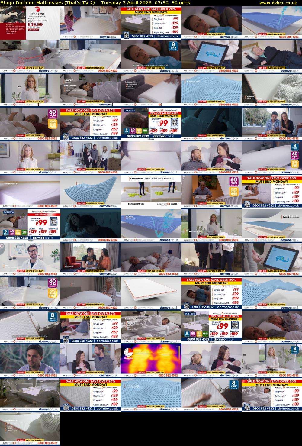 Shop: Dormeo Mattresses (That's TV 2) Tuesday 7 April 2026 07:30 - 08:00