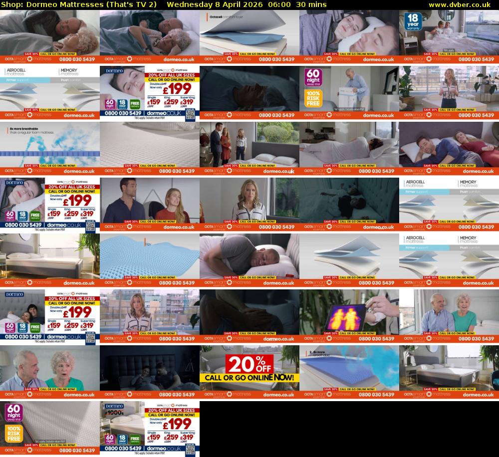 Shop: Dormeo Mattresses (That's TV 2) Wednesday 8 April 2026 06:00 - 06:30