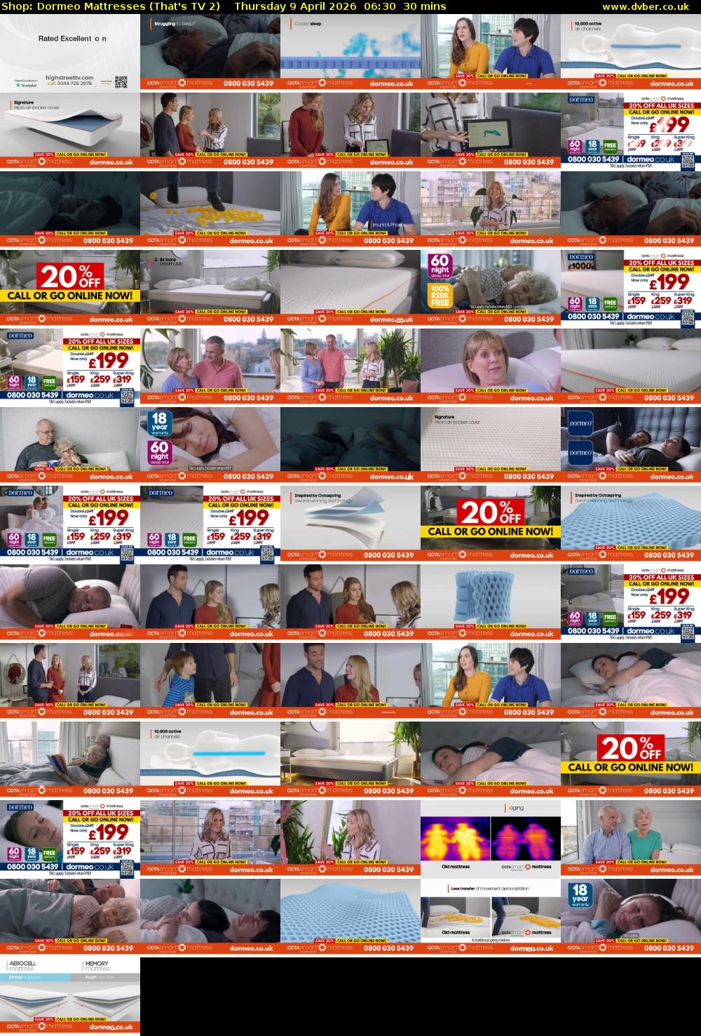 Shop: Dormeo Mattresses (That's TV 2) Thursday 9 April 2026 06:30 - 07:00