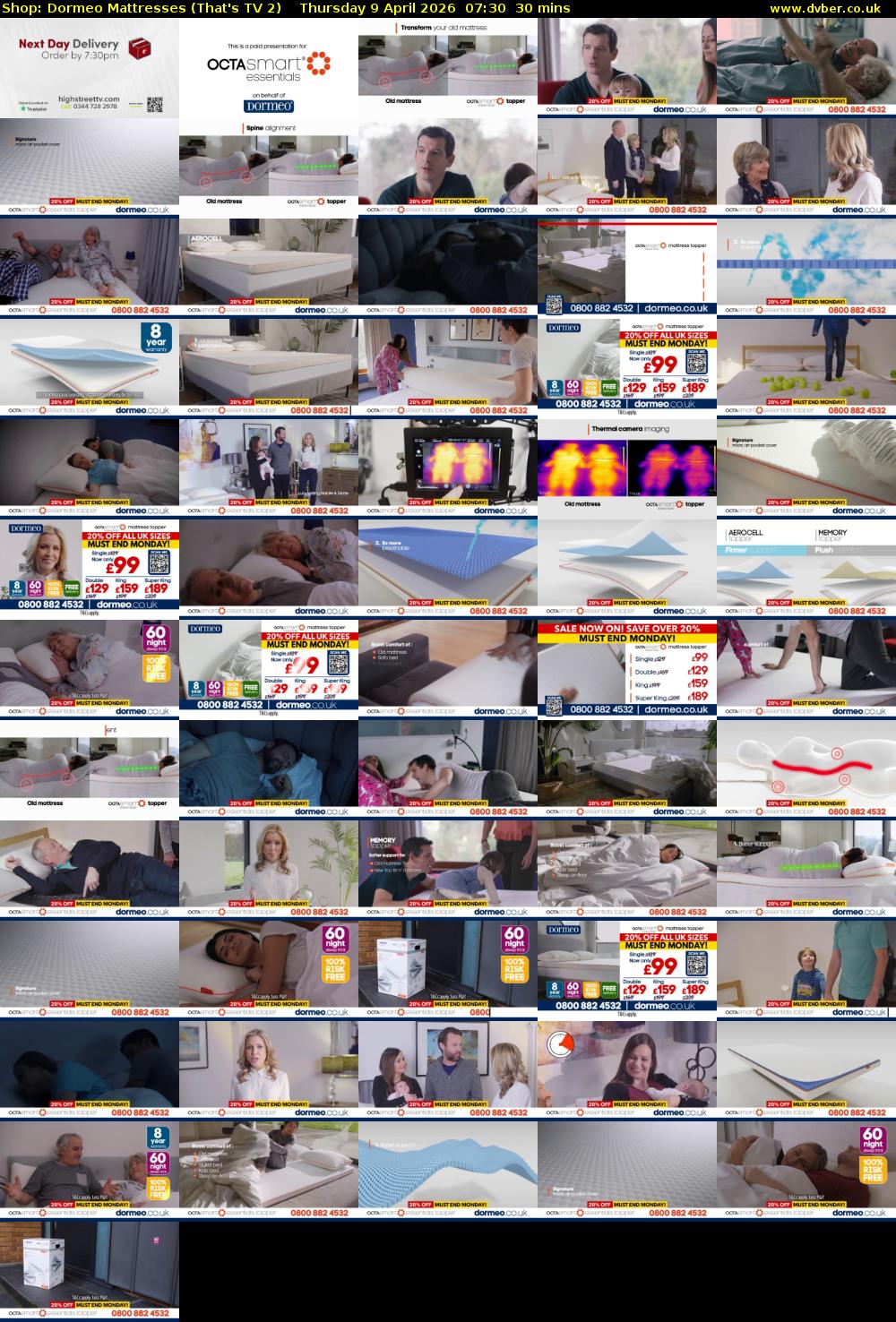 Shop: Dormeo Mattresses (That's TV 2) Thursday 9 April 2026 07:30 - 08:00